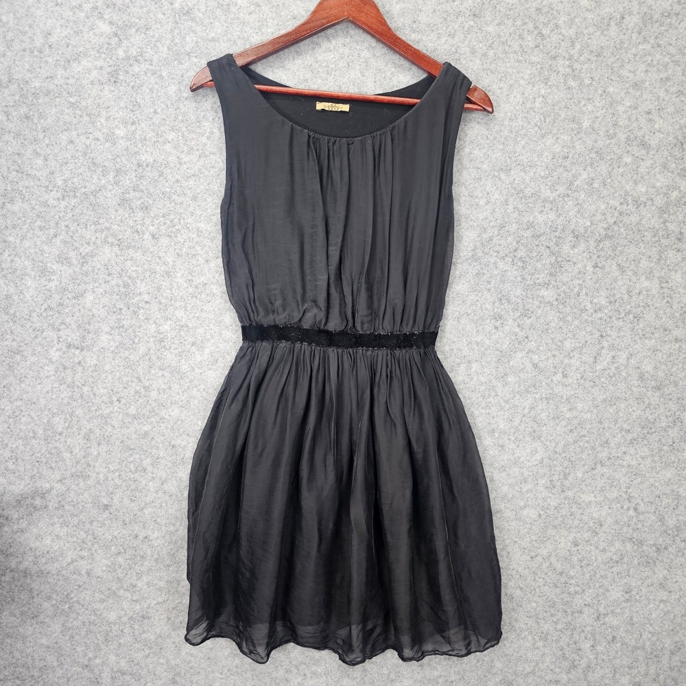 Y2K Fairy Black Mini Dress Womens Small Silk Fit Flare Cocktail LBD Whimsigoth
